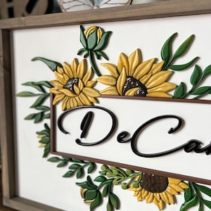 Personalized Sunflower Floral Last Name Wedding Sign