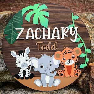 Personalized Jungle Safari Nursery Name Bedroom Sign