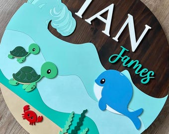 Personalized Under the Sea Nursery Name Bedroom Sign