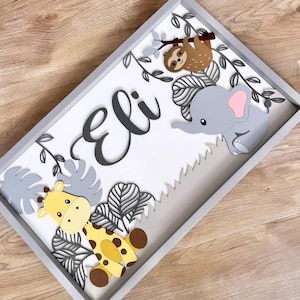 Personalized Jungle Safari Nursery Name Bedroom Sign
