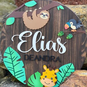 Personalized Jungle Safari Nursery Name Bedroom Sign