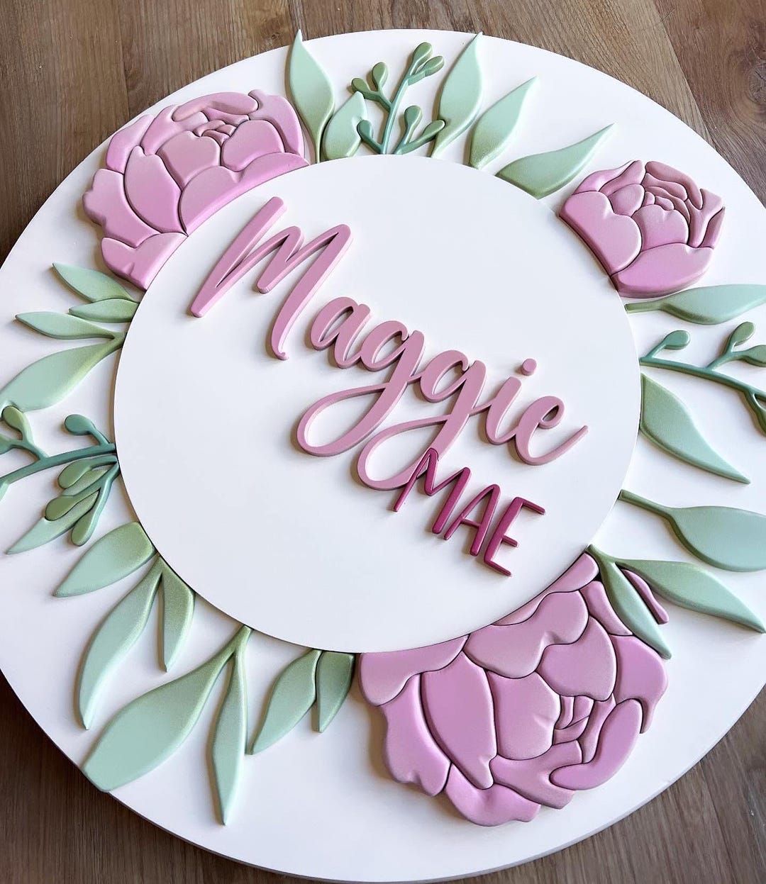 Personalized Floral Nursery Name Bedroom Sign - Etsy