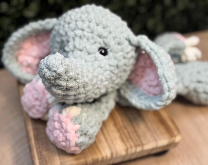 Featured listing image: Ellie the Elephant - Cuddly Elephant Snuggler Plush