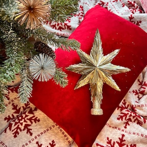 Elegant Christmas Star Tree Topper - Unique Champagne Gold Stars - Handmade Tree Top - Tinsel Decorations - Holiday Decor - Xmas Gift (10″)
