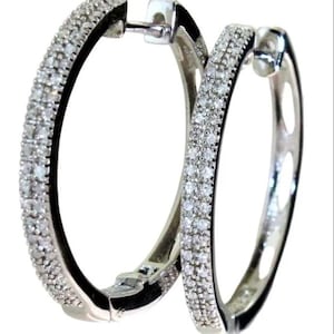 Elegante Sterling Silber Diamant Creolen