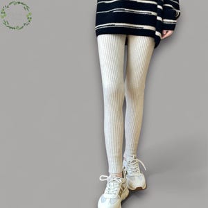 Gebreide legging van 100% merinowol | Zachte warme winterpanty | Afslankende wollen broek met hoge elasticiteit | Hoogwaardige klassieke broek van zuivere wol