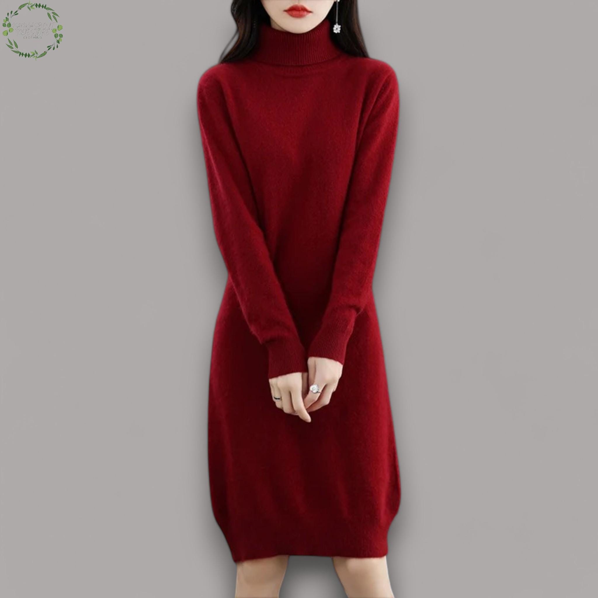 navy blue dress for baby girl Giant Sweater Dress, Red Merino Dress, Maxi Women Turtleneck Dress, Chunky  Oversized Sweater Dress, Huge Merino Pullover, Plus Size Clothing main image 1