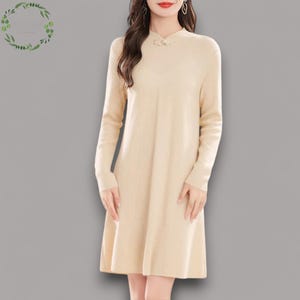 100% Merino Wool Women&#39;s Knitted Dress - Slimming Long Winter Autumn Style | Elegant Wool Dress for Women | Warm & Stylish Knitwear
