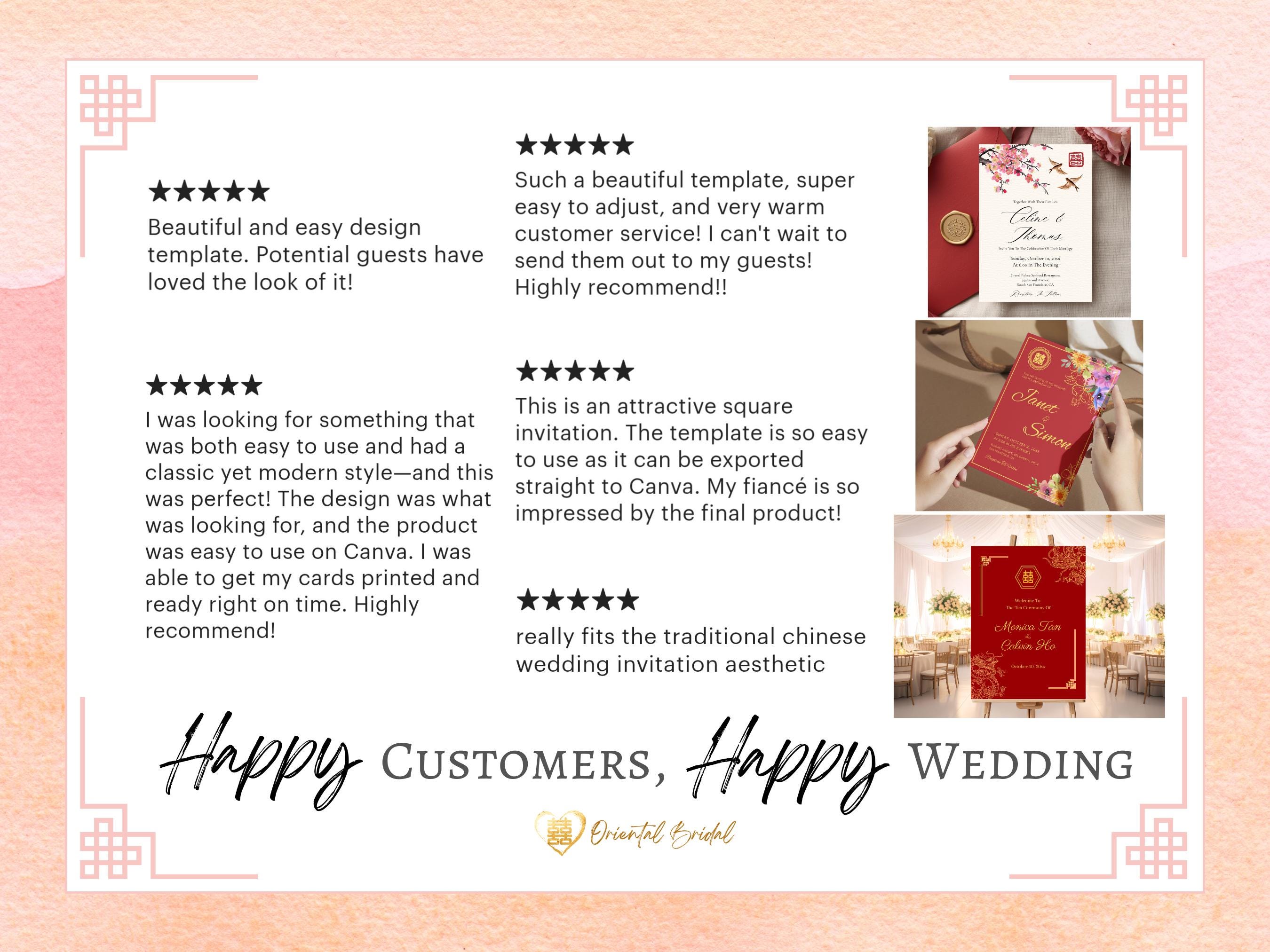 Chinese Wedding Banquet Menu Canva Template 5x7 Editable Asian Wedding ...