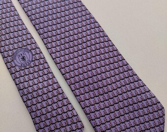 Corbata de seda Ermenegildo Zegna: estampado de velas moradas, hecha en Italia