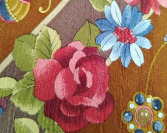 Corbata de seda vintage Leonard Paris, diseño n.° 71107, con estampado floral de piedras preciosas, corbata de lujo italiana.