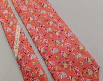 Corbata de seda vintage Leonard Paris: estampado floral, hecha en Italia