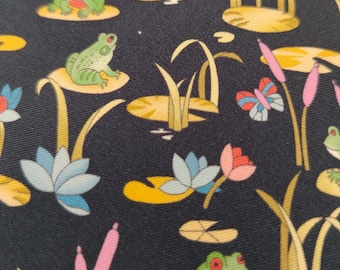 Corbata de seda jacquard vintage auténtica de Leonard Paris, estampado floral Frog Lake, corbata azul de lujo para hombre