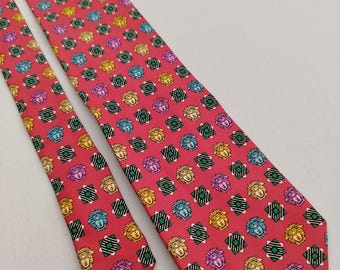 Vintage Gianni Versace Silk Necktie: Medusa Scarf Pattern, Made in Italy