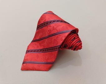 Corbata de seda vintage Versace con estampado floral a rayas, hecha en Italia