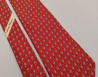 Corbata de seda Salvatore Ferragamo: diseño de florero caprichoso, hecha en Italia
