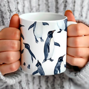 Penguin Mug for Penguig Lovers, Pattern of Penguins Coffee Cup Gift For Friend That Loves Penguins, Funny Penguin Coffee Mug Penguin Gift