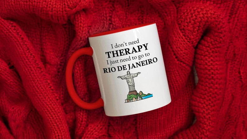 Taza de café de Río de Janeiro, recuerdo de Brasil, regalo para amantes de Ipanema, fanático de Copacabana, regalo único de Río de Janeiro, regalo de viaje a Río de Janeiro imagen 4