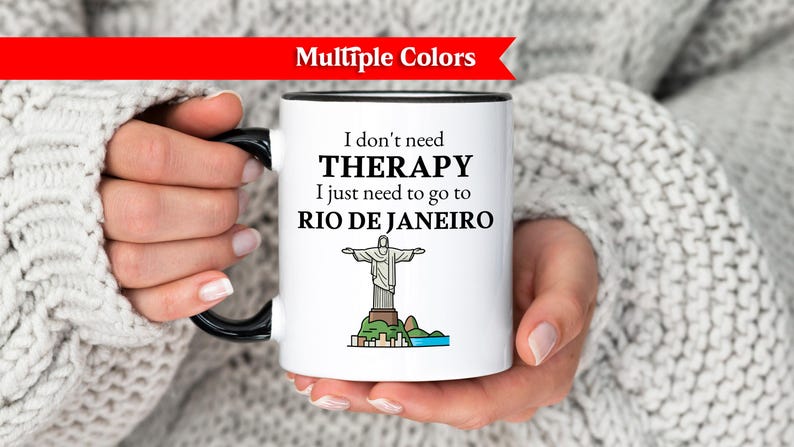 Taza de café de Río de Janeiro, recuerdo de Brasil, regalo para amantes de Ipanema, fanático de Copacabana, regalo único de Río de Janeiro, regalo de viaje a Río de Janeiro imagen 1