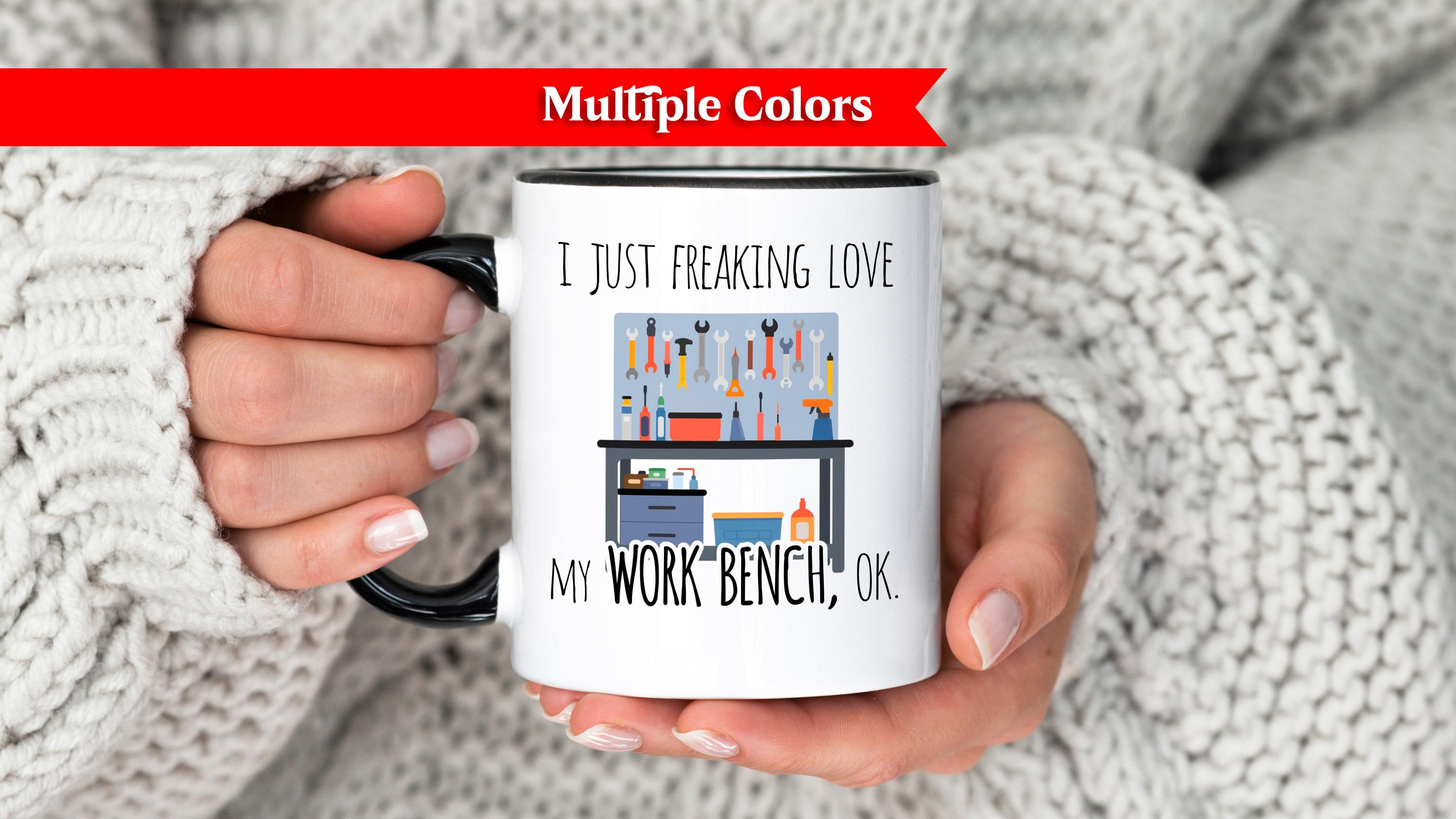 Mug établi avec établi, cadeau établi drôle pour papa, cadeau unique pour les amateurs d'établi, décoration d'atelier, idée cadeau Noël, cadeau d'anni