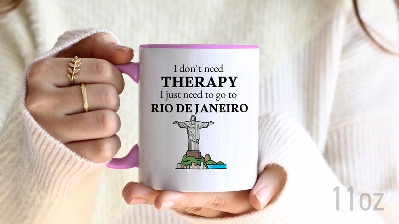 Taza de café de Río de Janeiro, recuerdo de Brasil, regalo para amantes de Ipanema, fanático de Copacabana, regalo único de Río de Janeiro, regalo de viaje a Río de Janeiro imagen 5