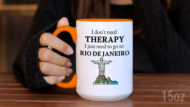Taza de café de Río de Janeiro, recuerdo de Brasil, regalo para amantes de Ipanema, fanático de Copacabana, regalo único de Río de Janeiro, regalo de viaje a Río de Janeiro imagen 6
