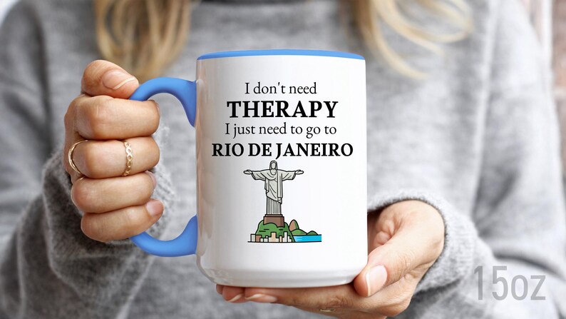 Taza de café de Río de Janeiro, recuerdo de Brasil, regalo para amantes de Ipanema, fanático de Copacabana, regalo único de Río de Janeiro, regalo de viaje a Río de Janeiro imagen 3
