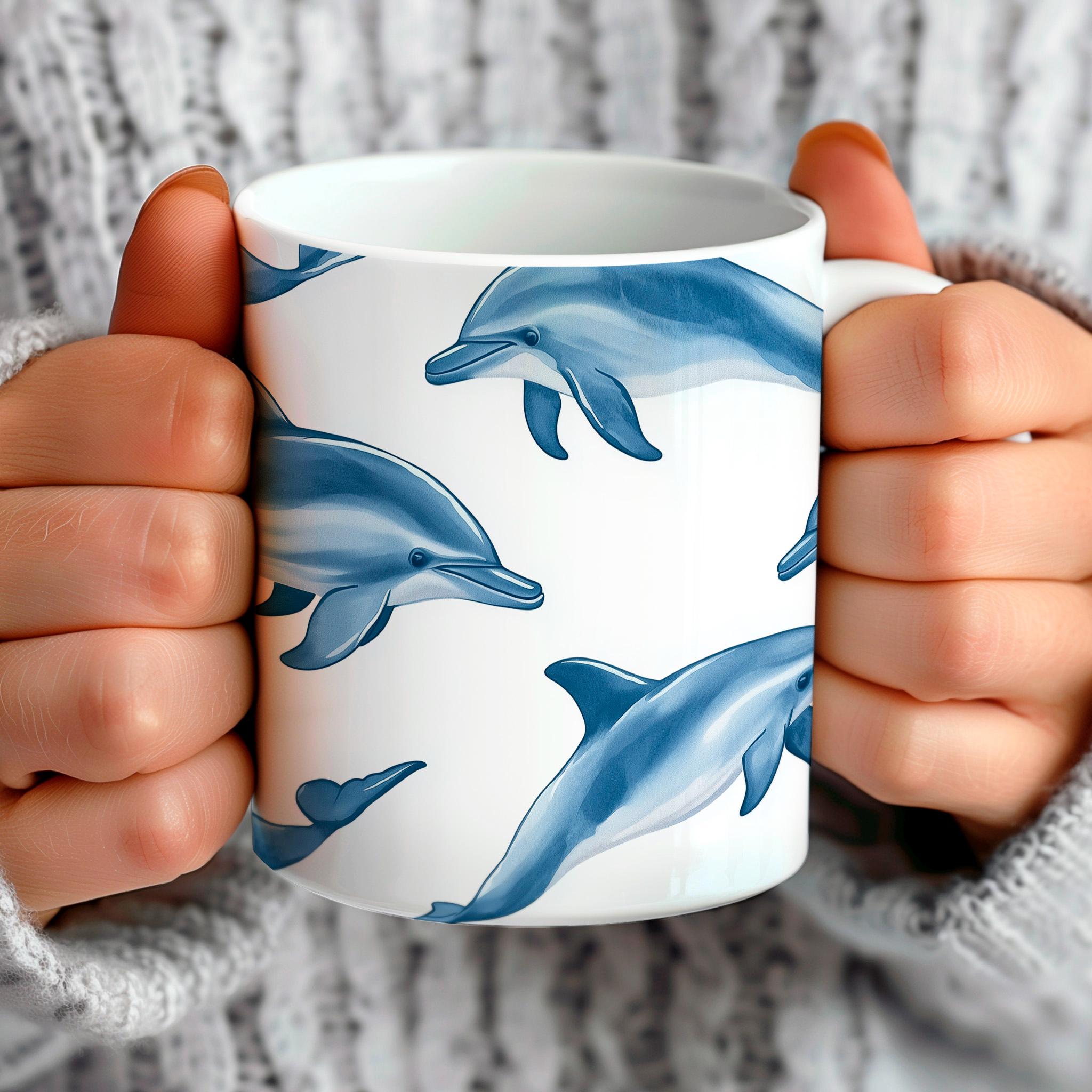 Tazza con delfino per gli amanti dei delfini, tazza da caffè con motivo a delfini, regalo per un amico che ama i delfini, divertente tazza da caffè co