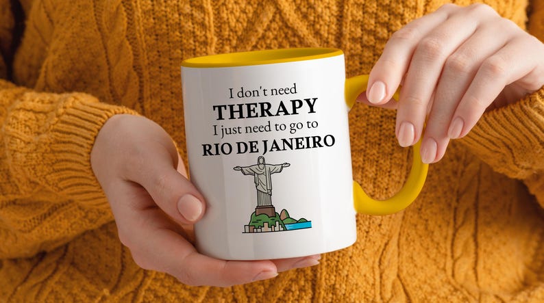 Taza de café de Río de Janeiro, recuerdo de Brasil, regalo para amantes de Ipanema, fanático de Copacabana, regalo único de Río de Janeiro, regalo de viaje a Río de Janeiro imagen 7