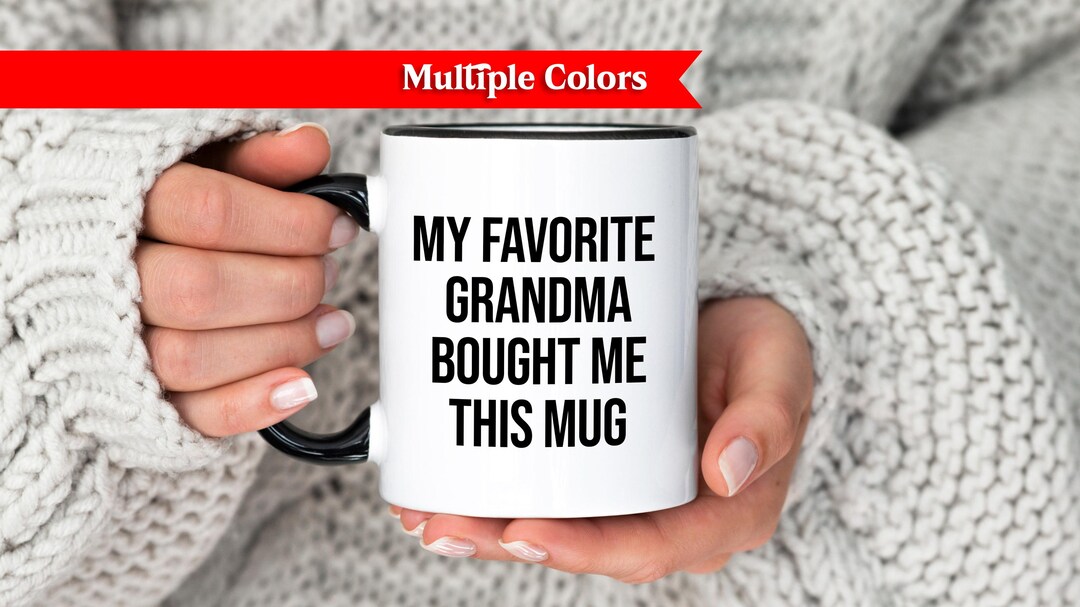 Rae Dunn Coffee Mug – WORLD'S BEST GRANDMA – Ivory & Blue With Black Lettering, Stoneware – NEW