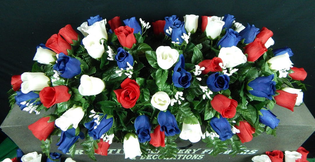 Red White Blue Headstone Saddle: Patriotic Cemetery Flowers - Etsy