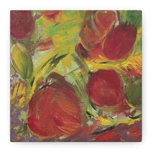 Vibrant Floral Canvas Art, Home Decor, Wall Art, Bright and Colorful Artwork, Living Room, Gift Idea, Art Print