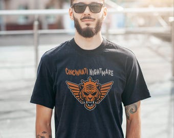 Cincinnati Nightmare T-shirt, Joe Burrow Cody Rhodes parody tee, Bengals gear, Cincy, NFL shirt, Football tee, tiger, football season outfit
