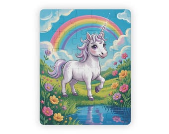 Unicorn Rainbow Kids Puzzle, Mindful Learning Activity for Children, 30 Pieces