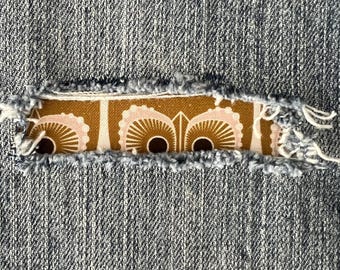 Iron-On Owl Patch: Denim Jeans, Jacket Repair - Brown & Pink Mod Style
