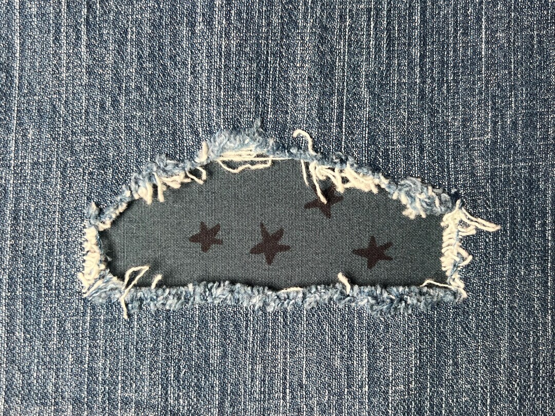 Stars Patch for Denim Jeans Pants Jacket Rip Hole DIY Iron-on Navy Blue ...