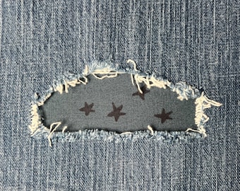 Stars Patch for Denim Jeans Pants Jacket rip hole DIY Iron-on navy blue star