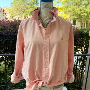 Large - Upcycled Ralph Lauren Button Down Oxford Shirt - Pale Orange