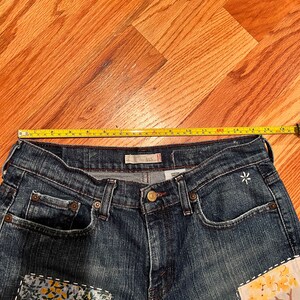 Upcycled Vintage Levis size 8 high waisted Patched Denim Reworked Womens Jeans image 7