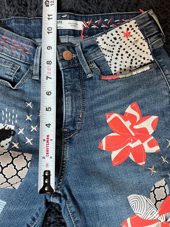 Vintage Size 4/6 Boho Levi's Reworked Redone Jeans Red Black