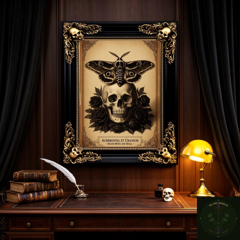 Memento Mori Skull & Rose Wall Art — Gothic Vanitas Print | Victorian ...