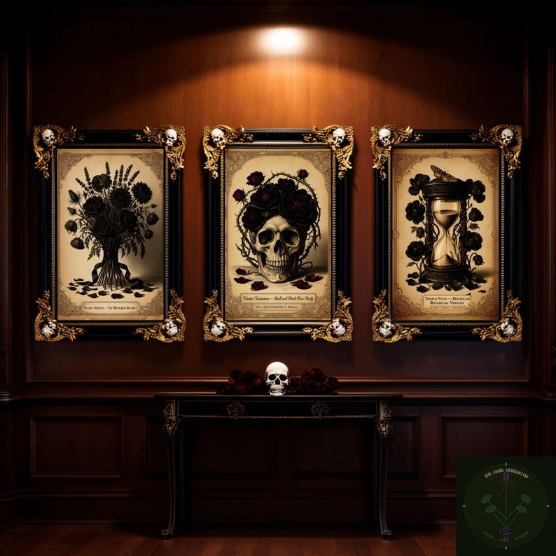 Memento Mori Skull & Rose Wall Art — Gothic Vanitas Print | Victorian ...