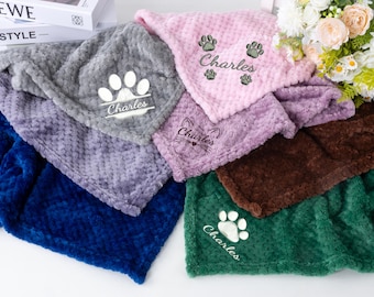 Custom Pet Blanket, Personalized Dog Cat Blanket with Paw Print, Custom Soft Name Blanket for Dog, Puppy Blanket, Coming Home Gift New Puppy