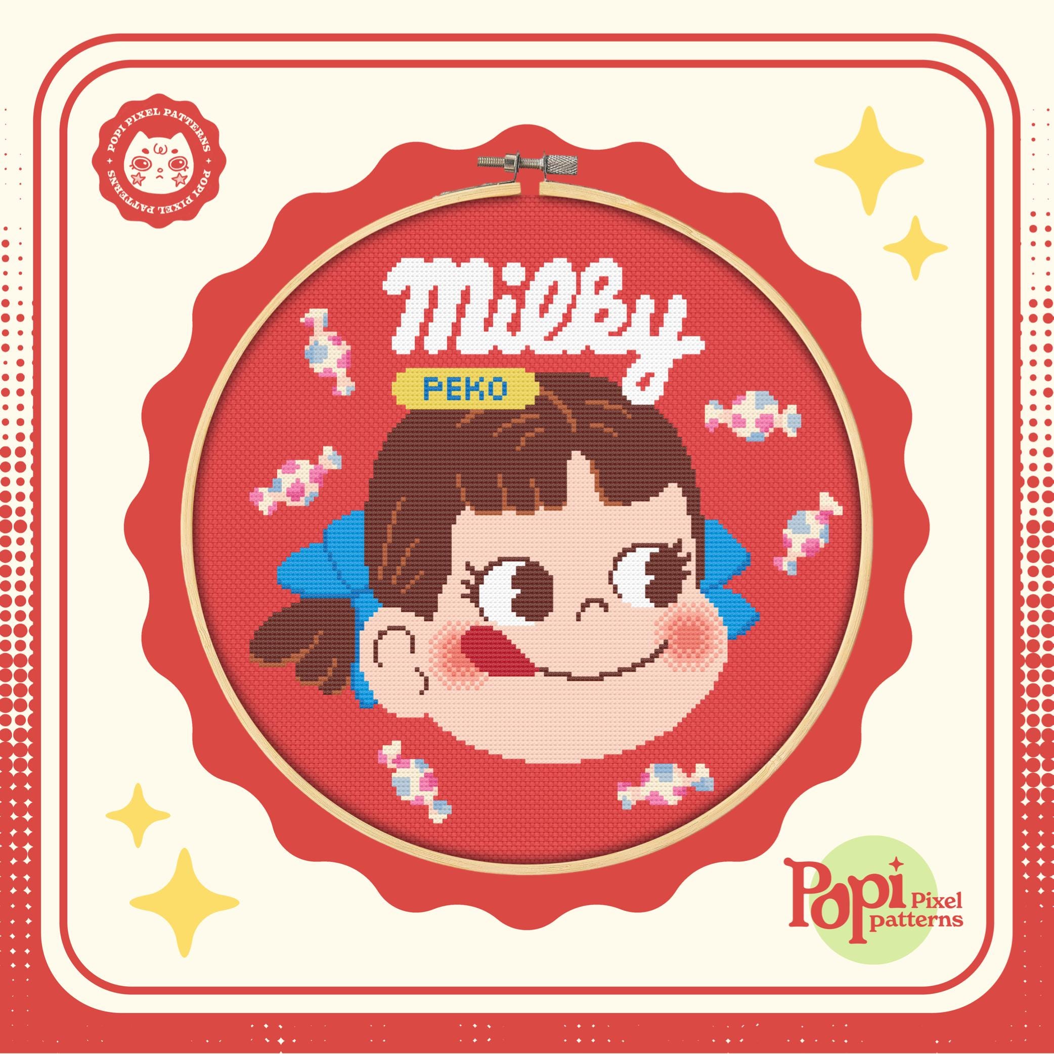 Milky Peko Chan Portrait Cross Stitch Pattern | Digital PDF