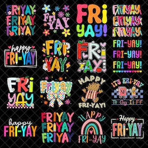 Happy Friyay Png bundle, Retro Friyay Checkered Png, Friday Png, Teacher Png, Coquette Bow png, Gift for Teacher png, Back To School Png