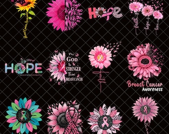 Breast Cancer sunflower png bundle sublimation design download, Breast Cancer png, Cancer Awareness png, western sunflower png