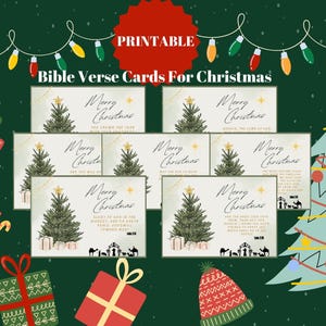 7 Christmas Bible Verse Cards, Inspirational Scripture Cards, Christian Christmas Cards, Bible Verse Cards, Digital File