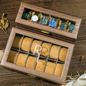 Custom Engraved Watch Box , Gift for Dad , Birthday Gift for Men , Mens 5th Anniversary Gift,Wedding Gift ,Father of Bride, Groom ,Teacher