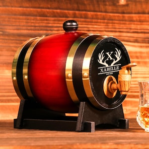 Gepersonaliseerde gegraveerde whiskybar 1&3 l, mini houten whiskyvat, houten vat, bruidsjonkers cadeau, verjaardagscadeau, mannen thuisbar, cadeau voor hem