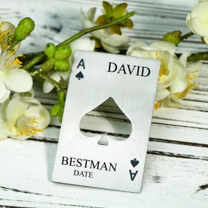 Ouvre-bouteille de bière gravé, Décapsuleur As de pique, Cadeau poker, Ouvre-bouteille noir, Cadeau de fête, Carte de poker de casino, Cadeau de garçon d'honneur